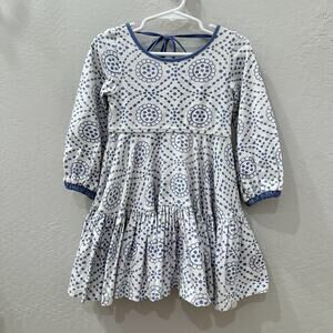 Omi Jo Blue Floral Long Sleeve Flair Dress